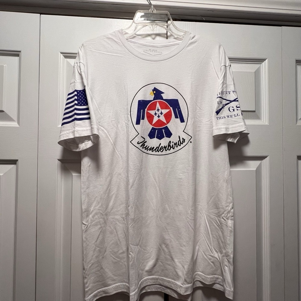 Grunt Style Thunderbirds White Short Sleeve T Shirt Size XL